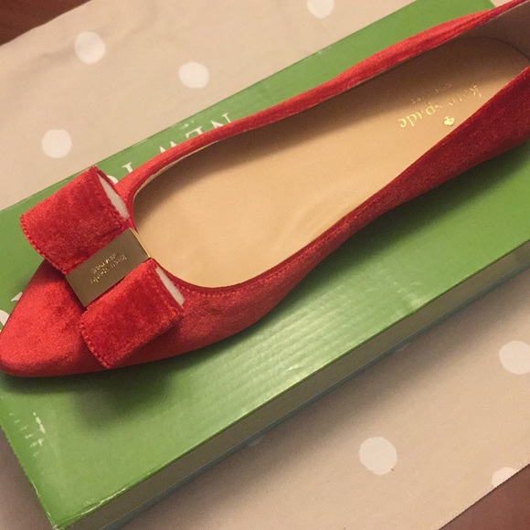 NIB Kate Spade Red Flats Velvet Size 8.5 - Picture 6 of 8